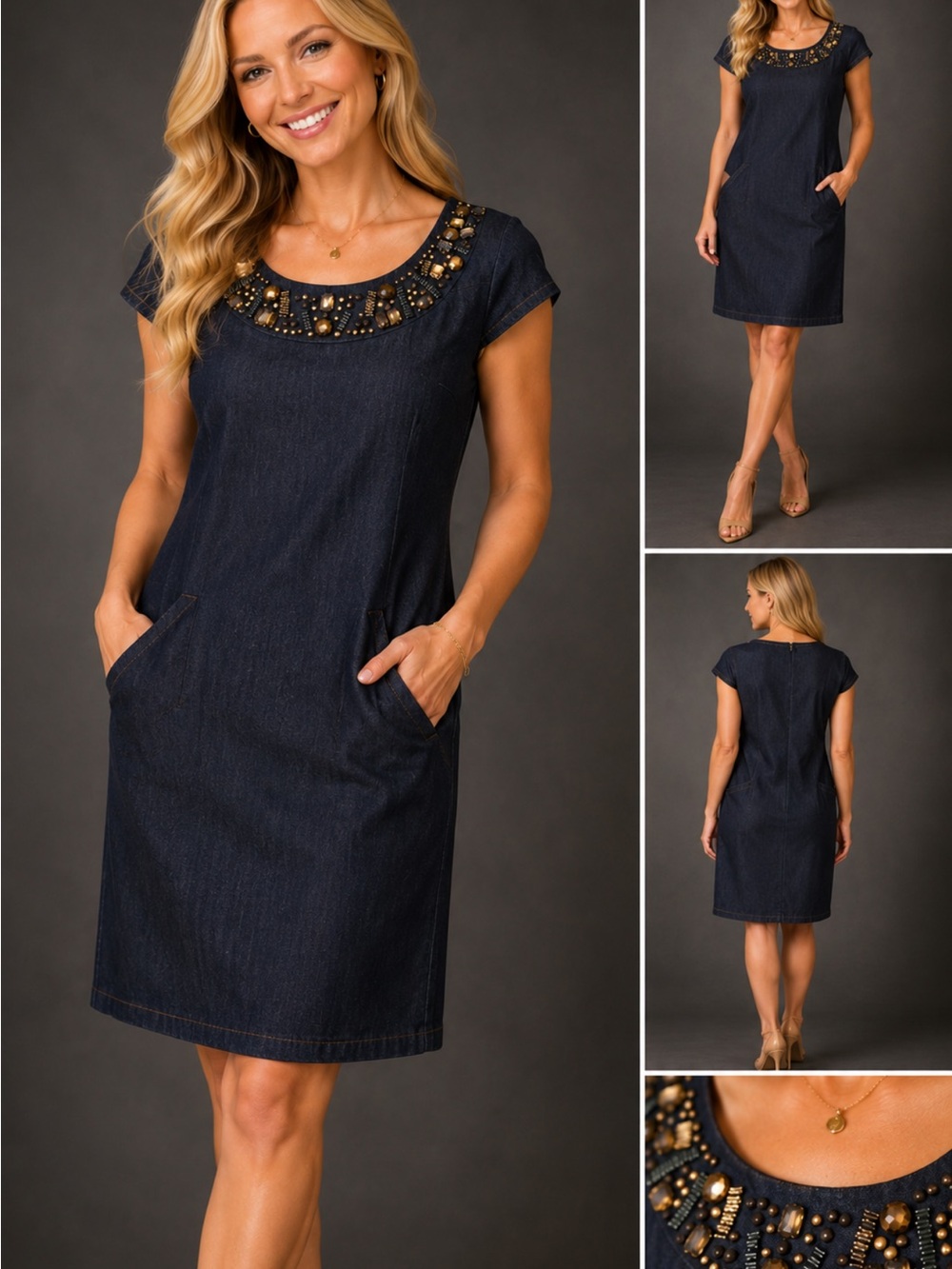 Embellished Navy Dress